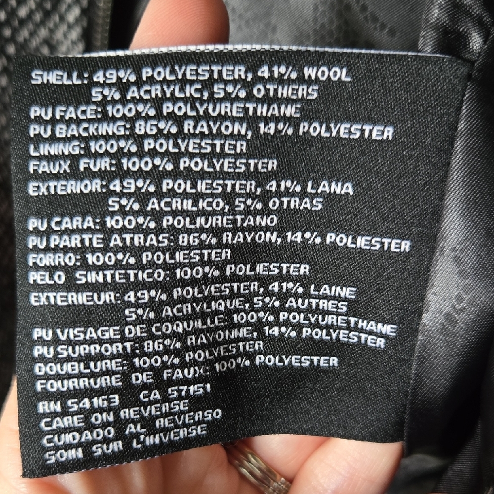 Guess Black Leather Jacket with Faux Fur Collar - Picture 3 of 6
